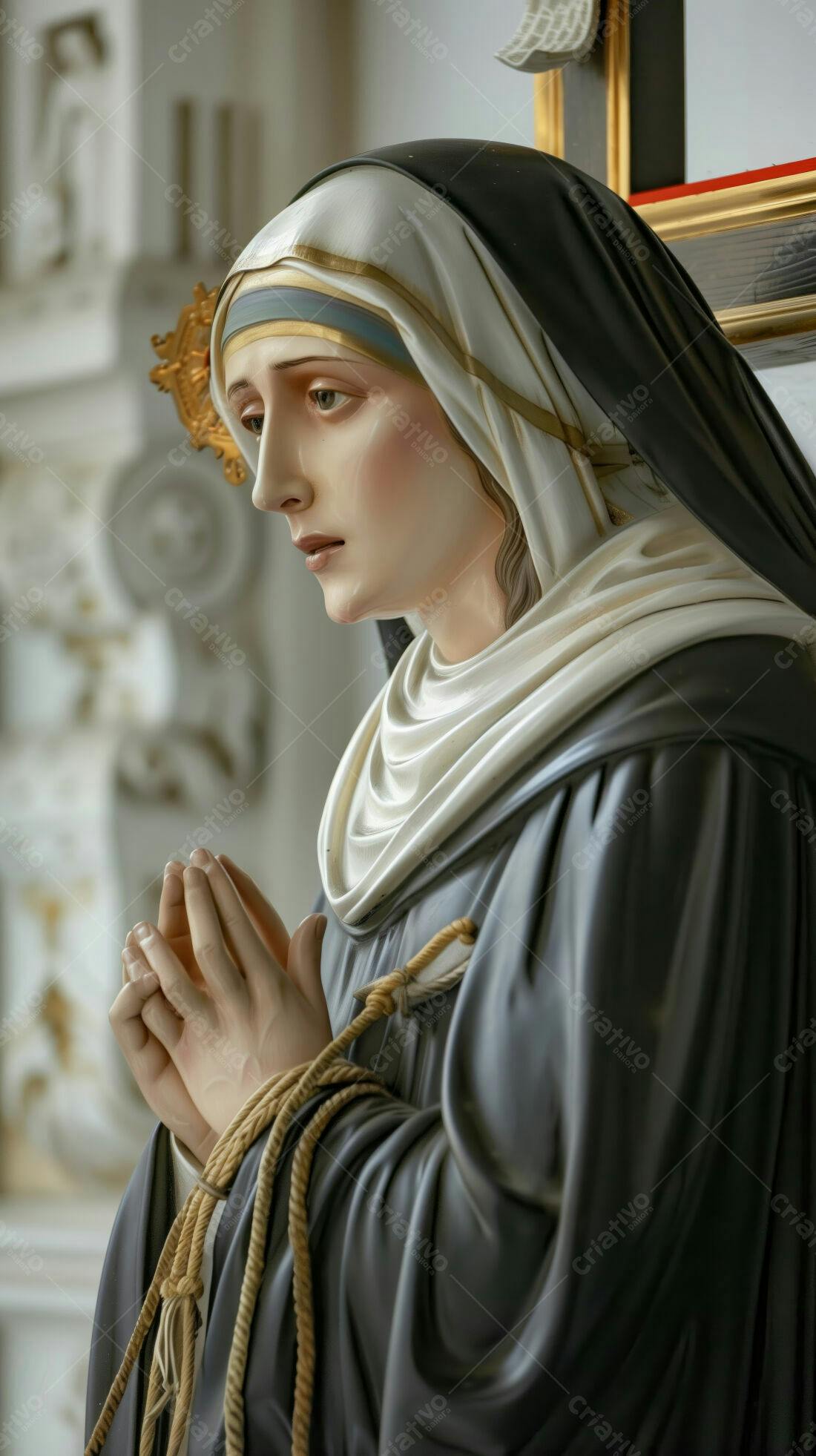 Estátua de Santa Margarida Maria Alacoque em oração