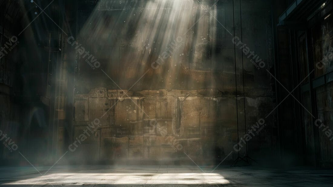 Ambiente industrial com iluminação dramática
