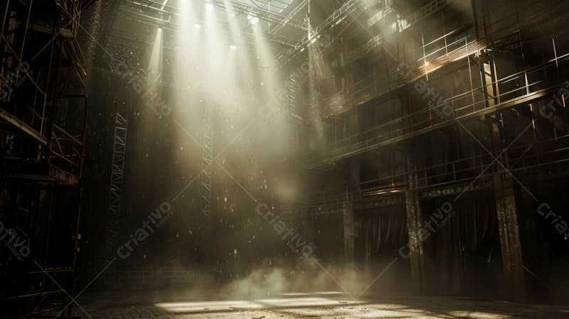 Imagem de uma estrutura de palco em aço e ferro iluminada 10