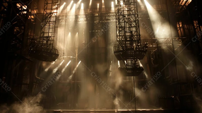 Imagem de uma estrutura de palco em aço e ferro iluminada 11