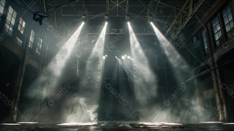 Imagem de uma estrutura de palco em aço e ferro iluminada 13