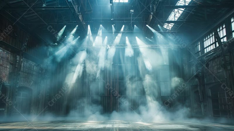 Imagem de uma estrutura de palco em aço e ferro iluminada 22