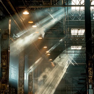 Imagem de uma estrutura de palco em aço e ferro iluminada 32