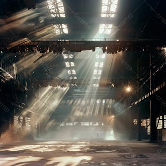 Imagem de uma estrutura de palco em aço e ferro iluminada 34