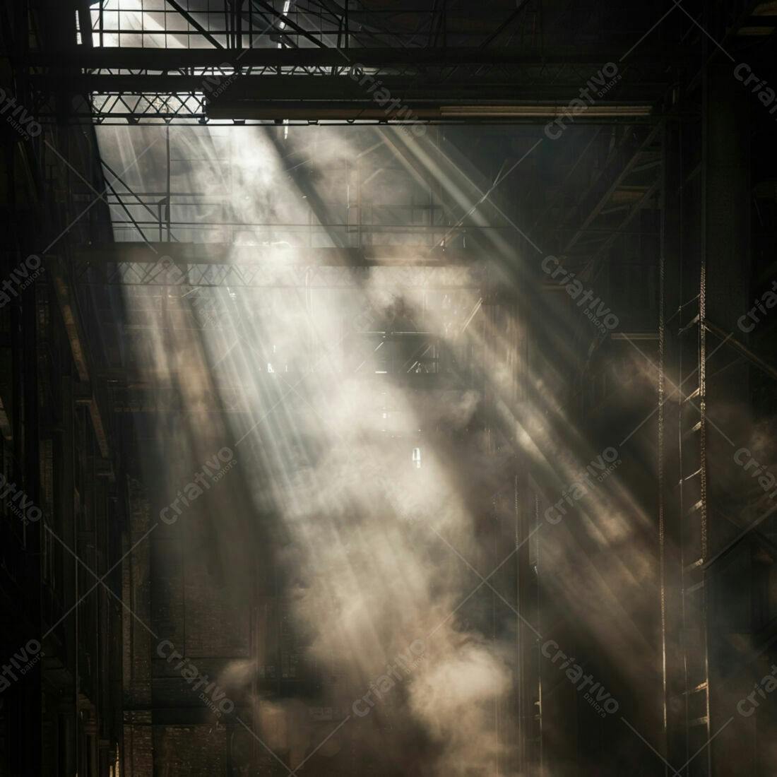 Raios de Luz em Galpão Industrial