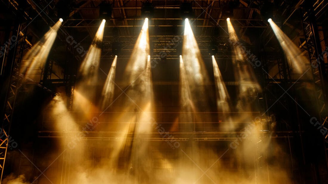 Palco com Luzes Douradas e Fumaça