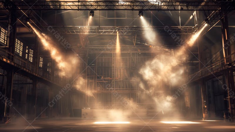 Imagem de uma estrutura de palco em aço e ferro iluminada 65