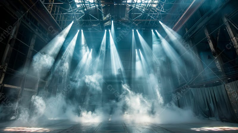 Imagem de uma estrutura de palco em aço e ferro iluminada 67