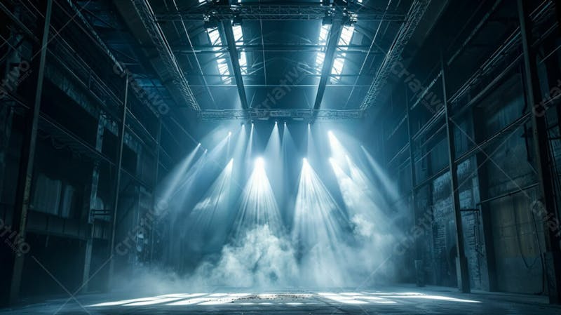 Imagem de uma estrutura de palco em aço e ferro iluminada 71