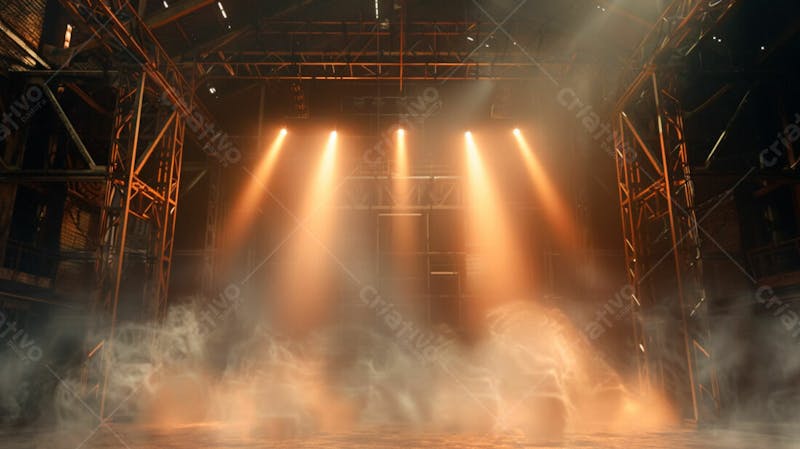 Imagem de uma estrutura de palco em aço e ferro iluminada 77