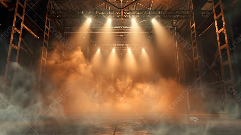 Imagem de uma estrutura de palco em aço e ferro iluminada 79