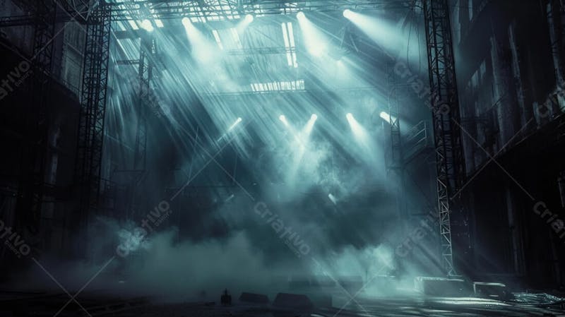 Imagem de uma estrutura de palco em aço e ferro iluminada 81