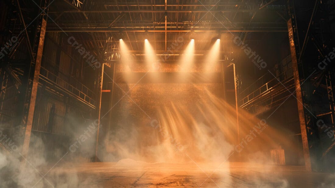 Palco industrial com iluminação laranja