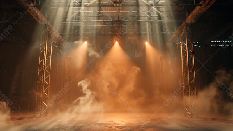 Imagem de uma estrutura de palco em aço e ferro iluminada 89