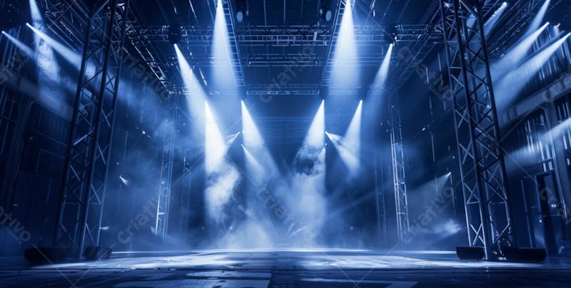 Imagem de uma estrutura de palco em aço e ferro iluminada 103