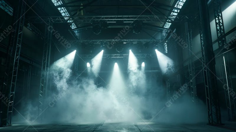 Imagem de uma estrutura de palco em aço e ferro iluminada 105