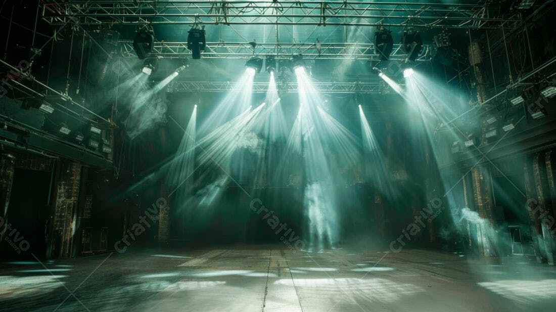 Palco iluminado com névoa verde