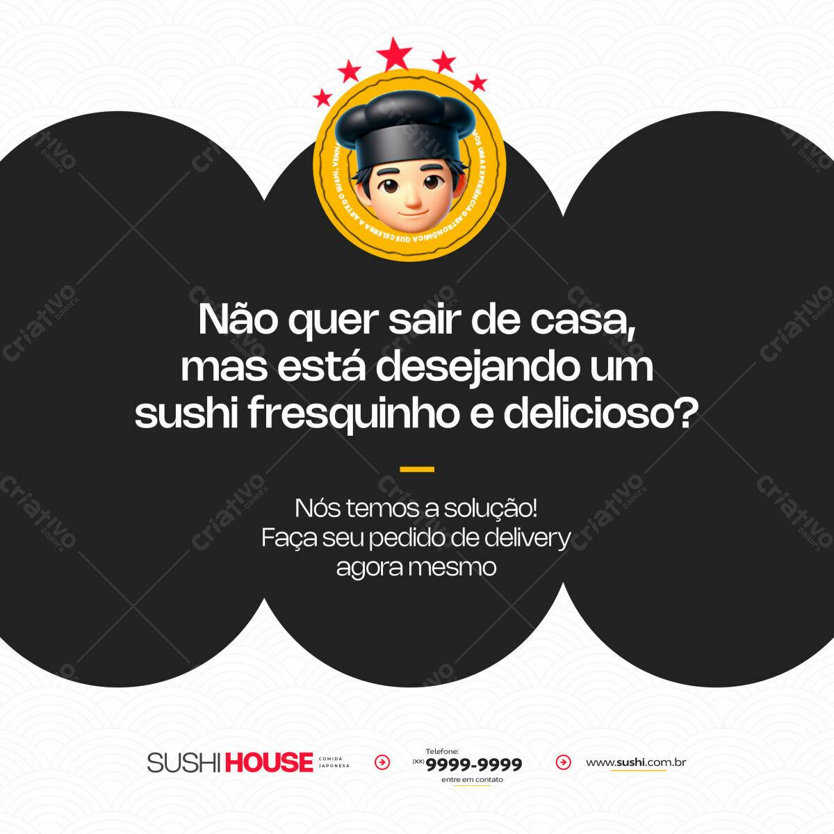 Flyer para Delivery de Sushi PSD Editável
