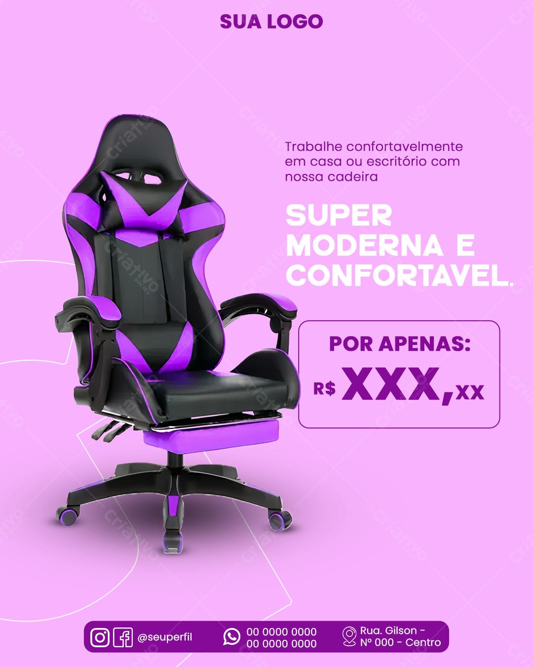 PSD Cadeira Gamer Moderna e Confortável para Propaganda