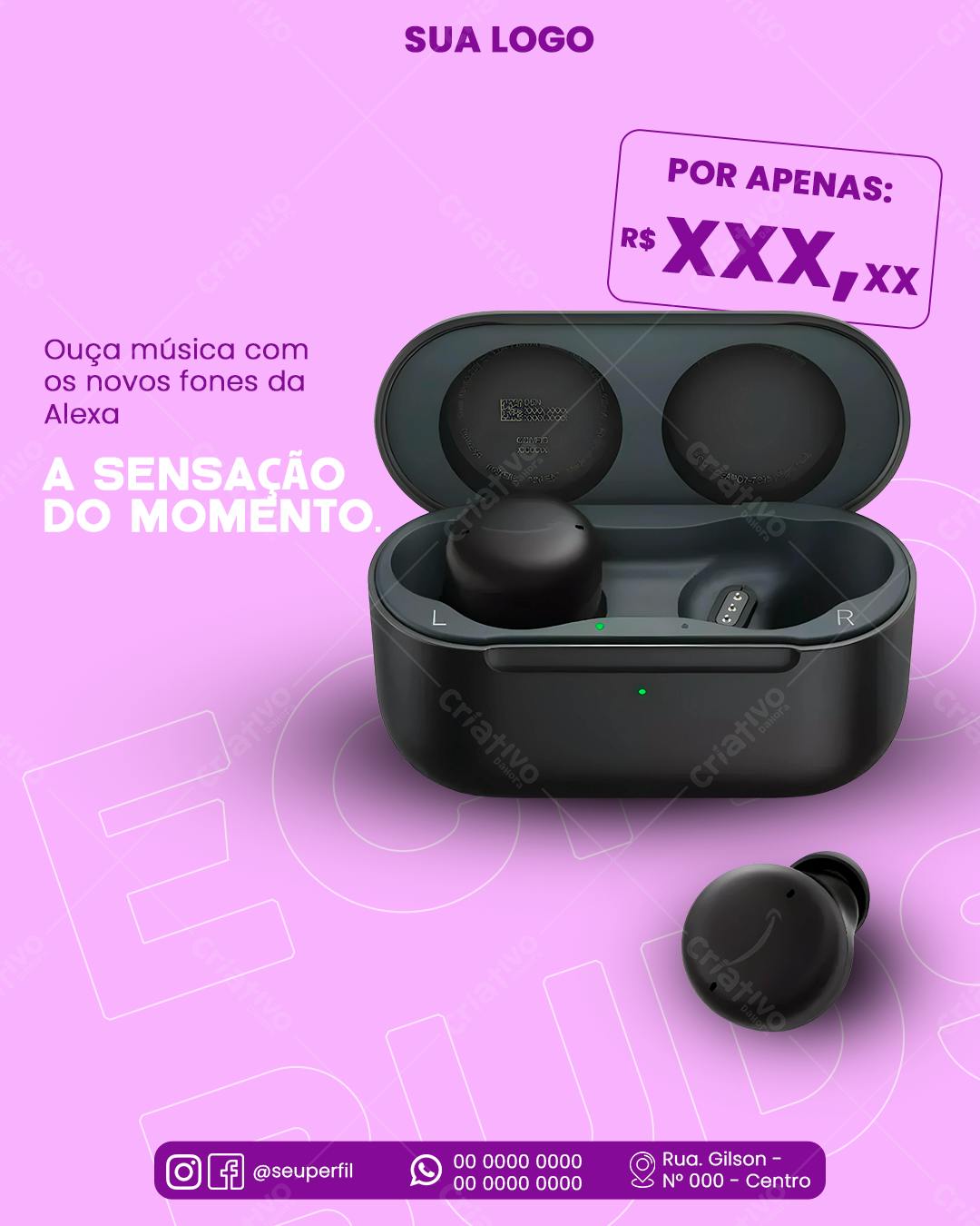 Postagem para Promoção de Fones de Ouvido Alexa PSD Editável