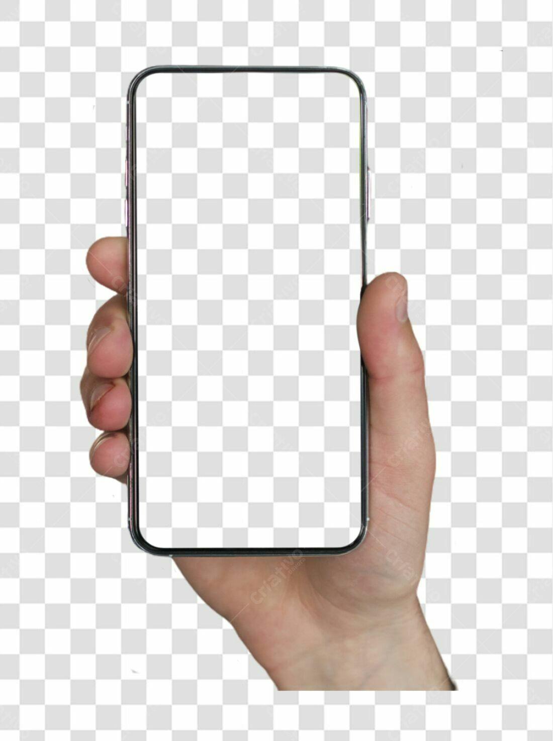 Mockup Mao segurando Smartphone PNG com fundo transparente