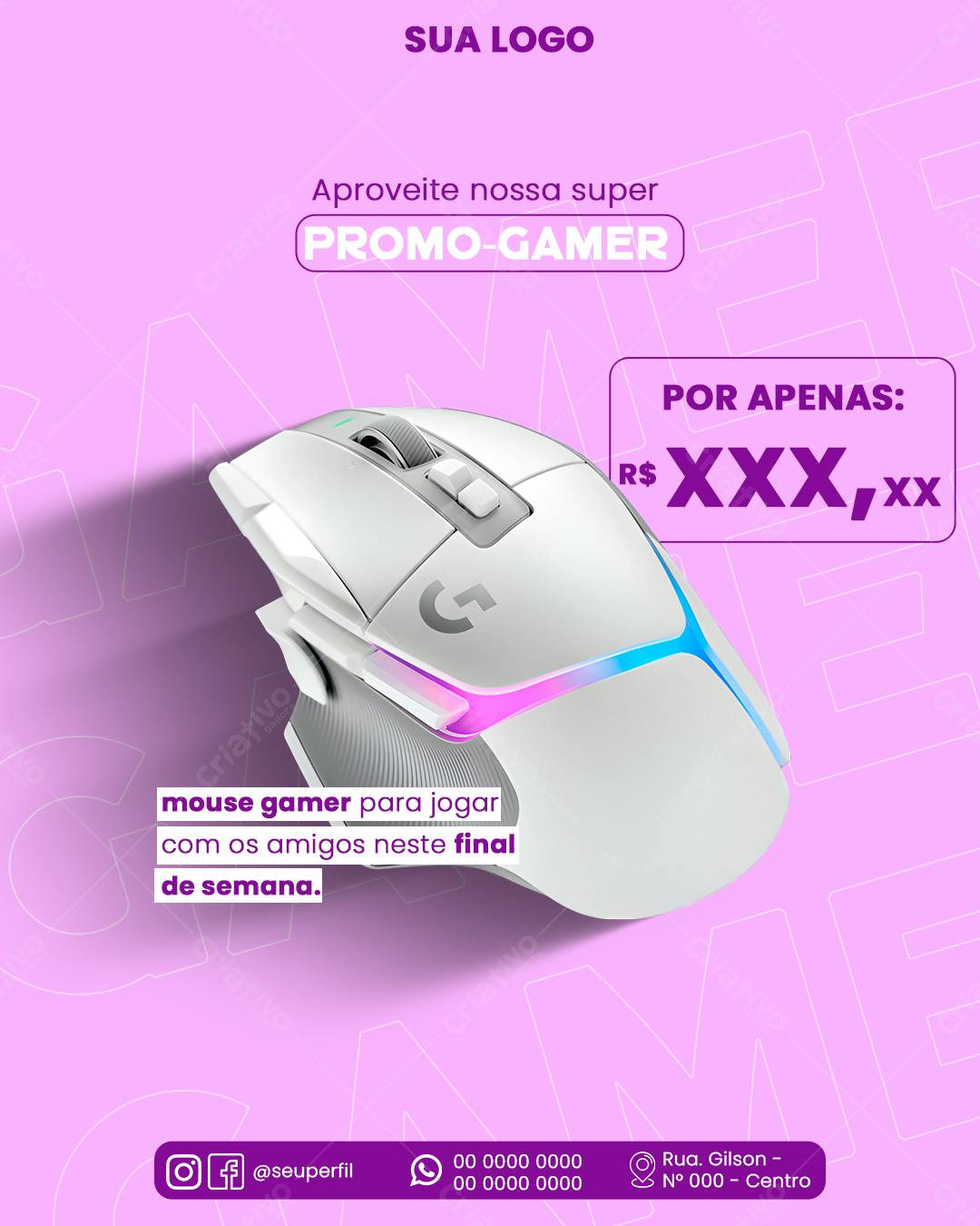 Flyer Promoção Gamer Mouse PSD Editável