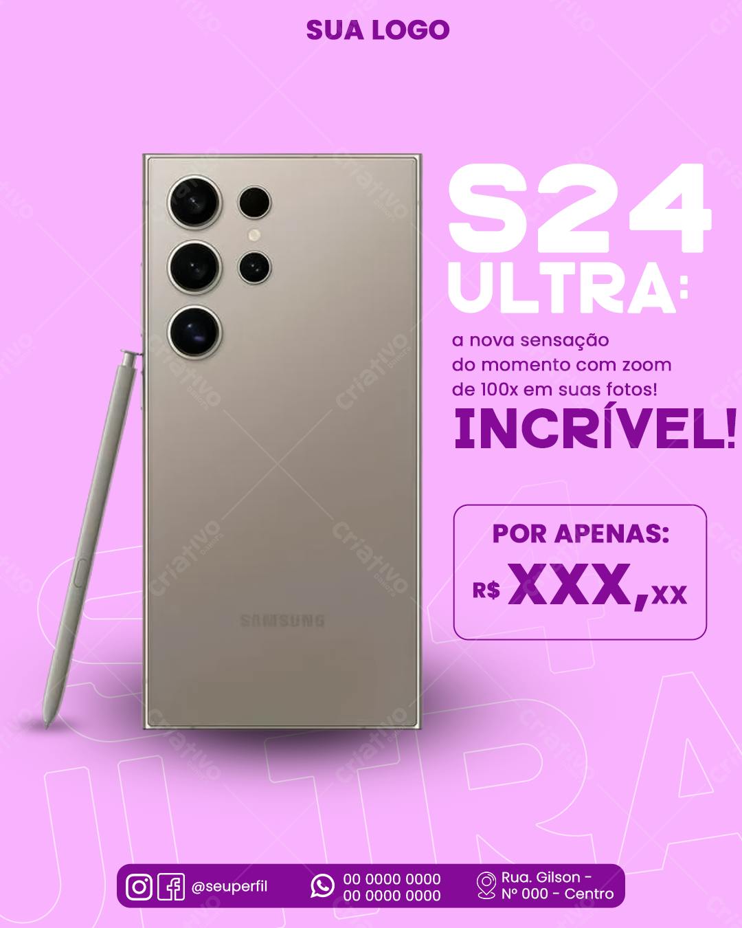 Postagem Instagram Samsung S24 Ultra PSD Editável