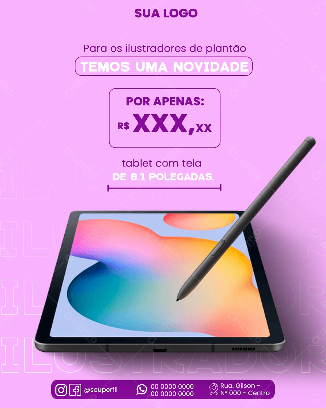 Anúncio Tablet para Ilustradores PSD Editável