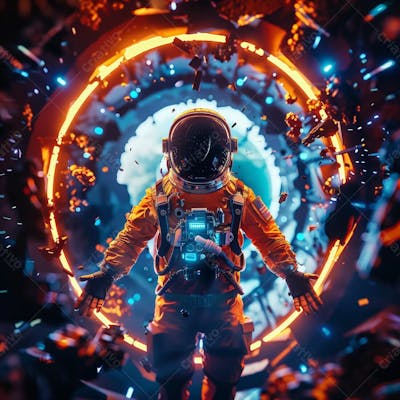 Astronauta Futurista No Espaço