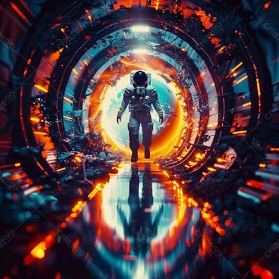 Astronauta Futurista No Espaço
