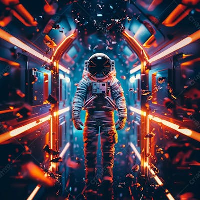 Astronauta Futurista No Espaço