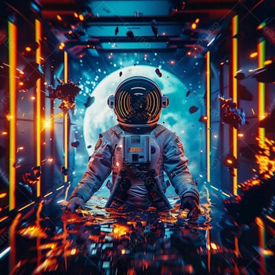 Astronauta Futurista No Espaço