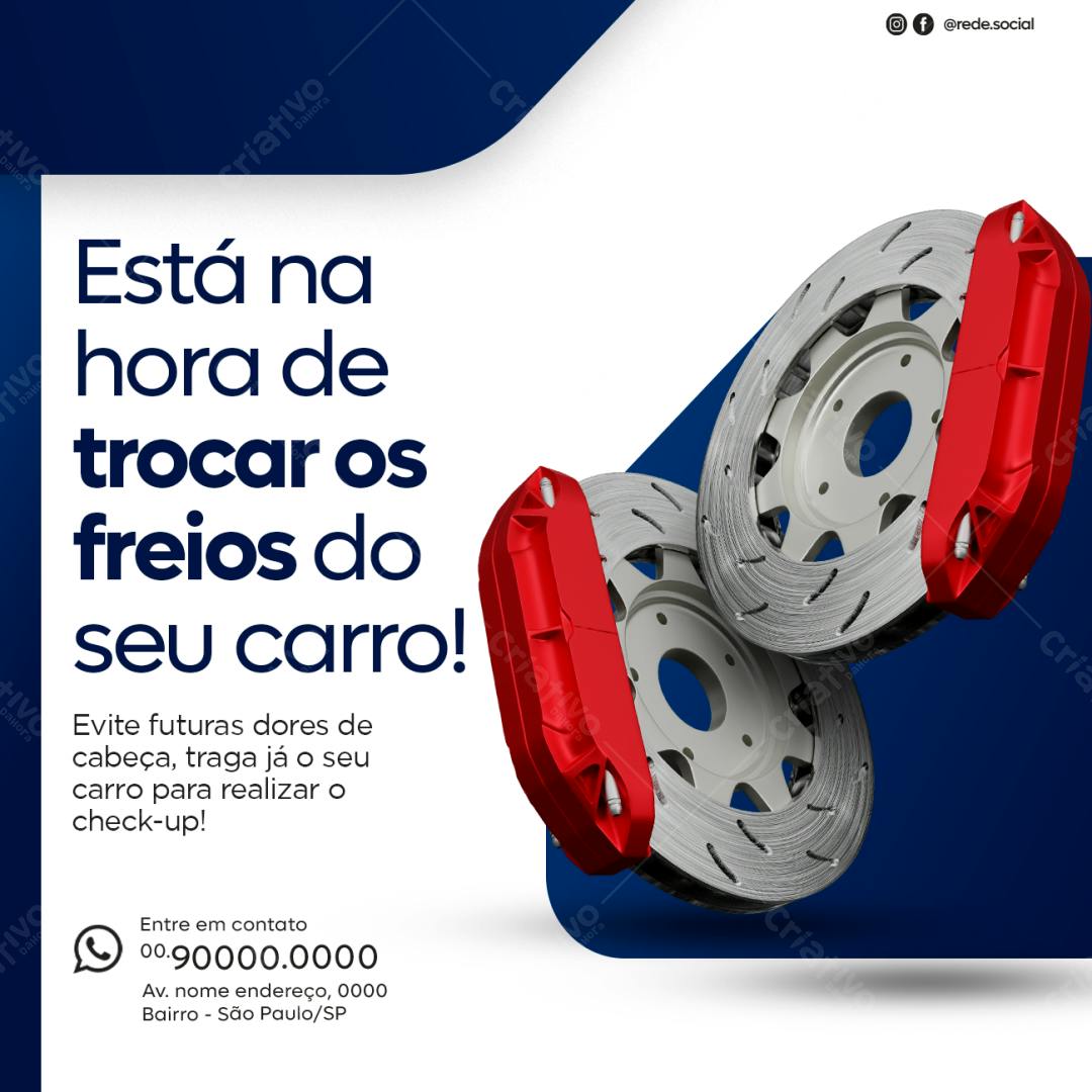 Postagem Redes Sociais Manutenção de Freios PSD Editável