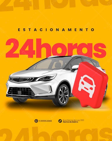 Estacionamento 24 horas carro moto psd