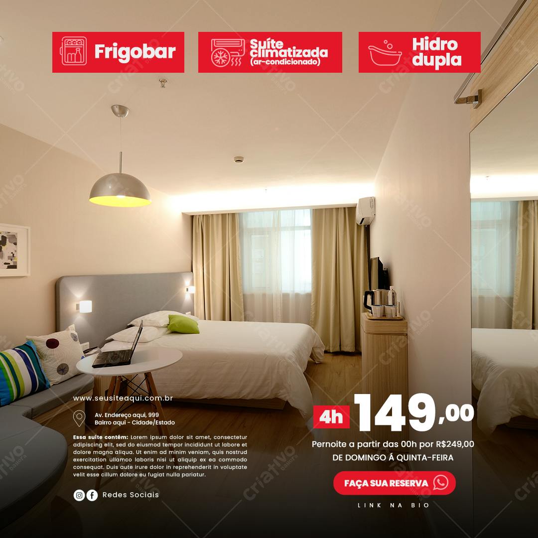 Banner Hotel Quarto Luxo PSD Editável