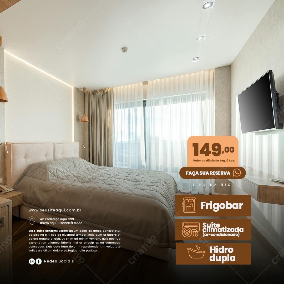 PSD para Promoção de Hotel - Suíte Luxuosa PSD Editável
