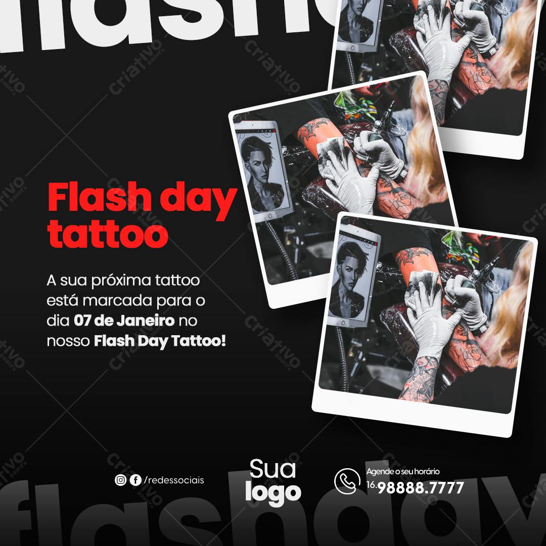 Flyer para Flash Day Tattoo PSD Editável