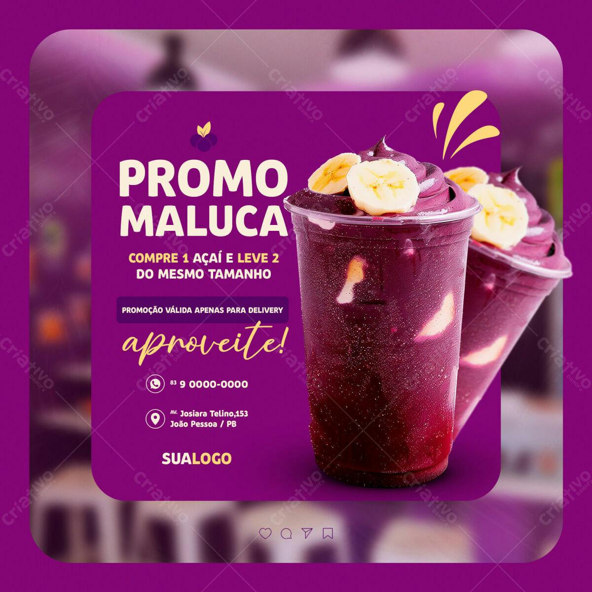 Flyer para Promoção de Açaí PSD Editável