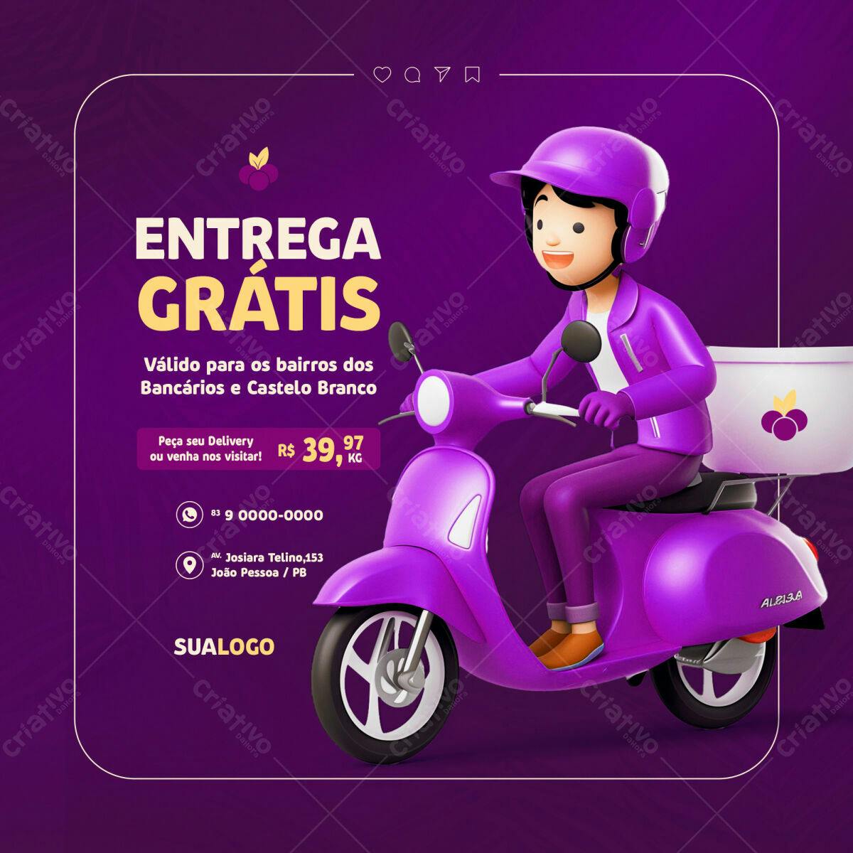 Flyer Entrega Grátis PSD Editável