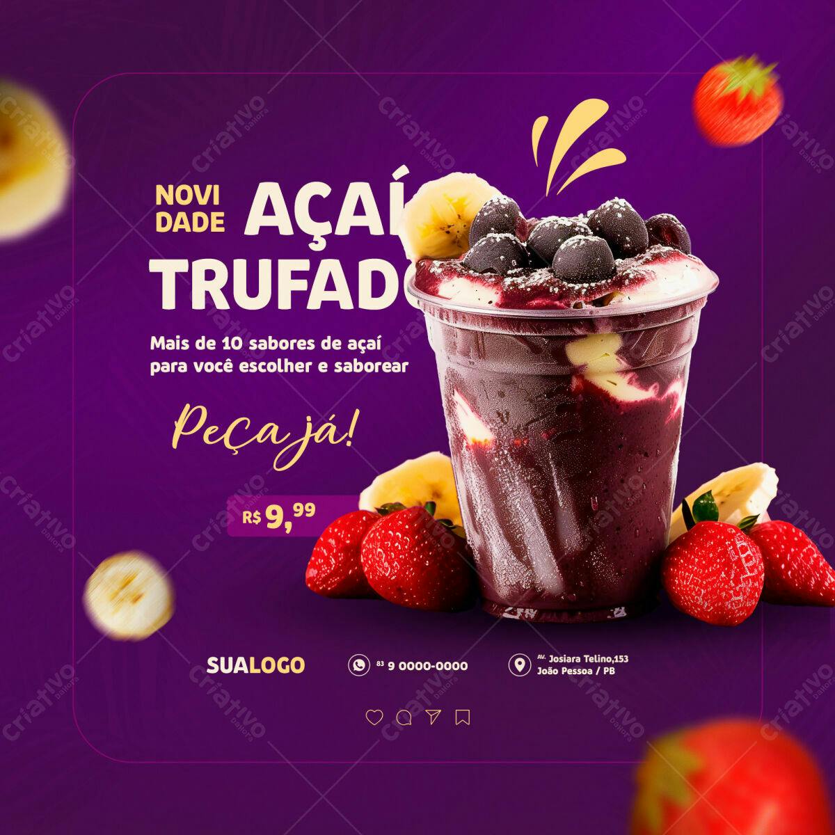 Post para Açaí Trufado PSD Editável