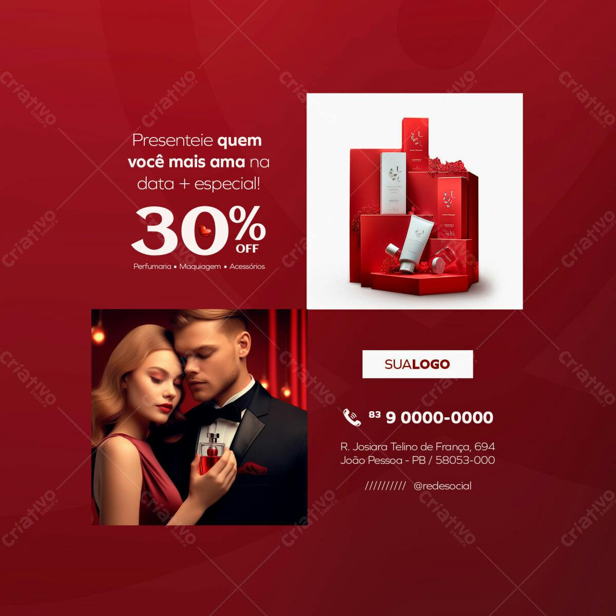 Flyer Dia dos Namorados com 30% de Desconto PSD Editável