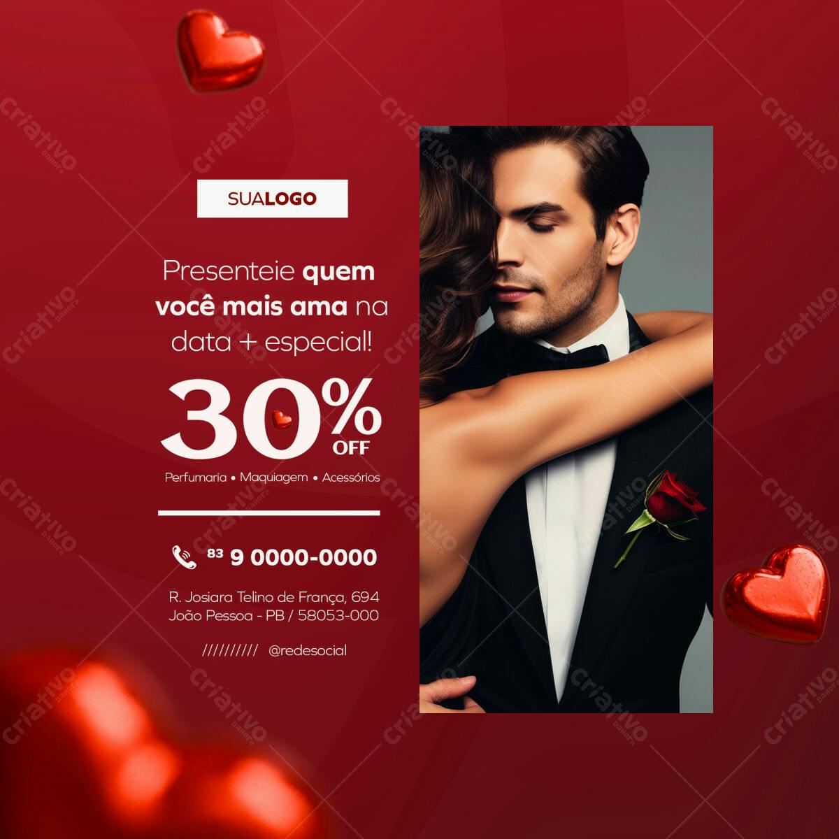 Flyer para Dia dos Namorados PSD Editável