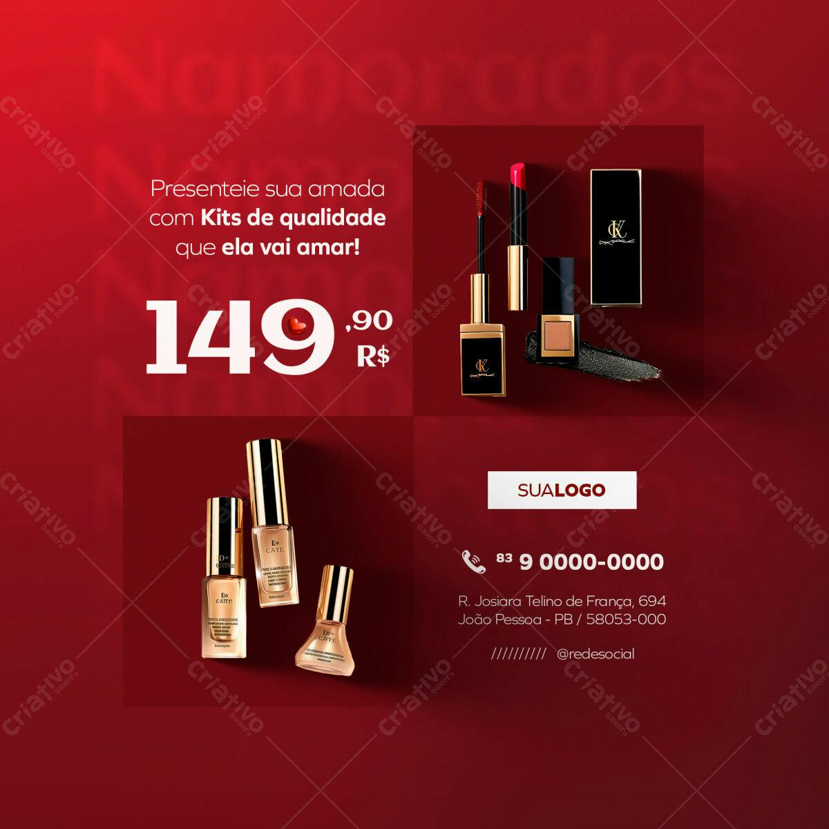 Banner Dia dos Namorados Kits de Maquiagem PSD Editável
