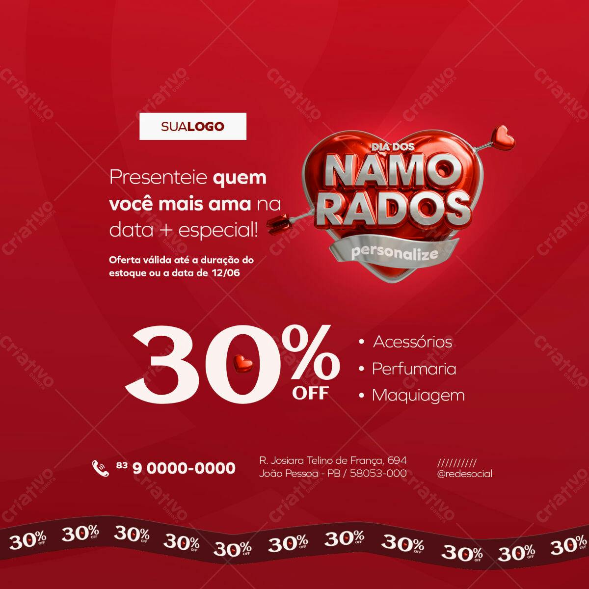 Flyer Dia dos Namorados PSD Editável