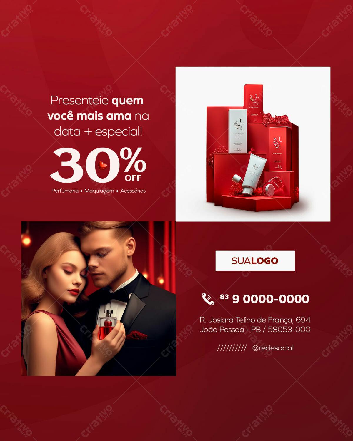Flyer Dia dos Namorados com 30% de Desconto PSD Editável