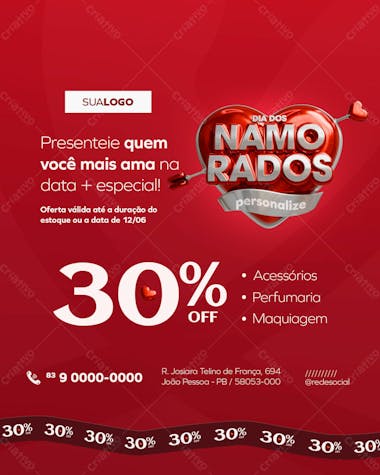 Campanha dia dos namorados social media post feed vertical