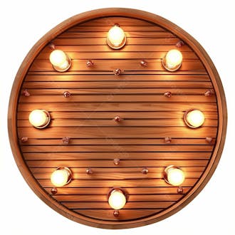 Elemento 3d, placa de madeira,letreiro com luzes para composição