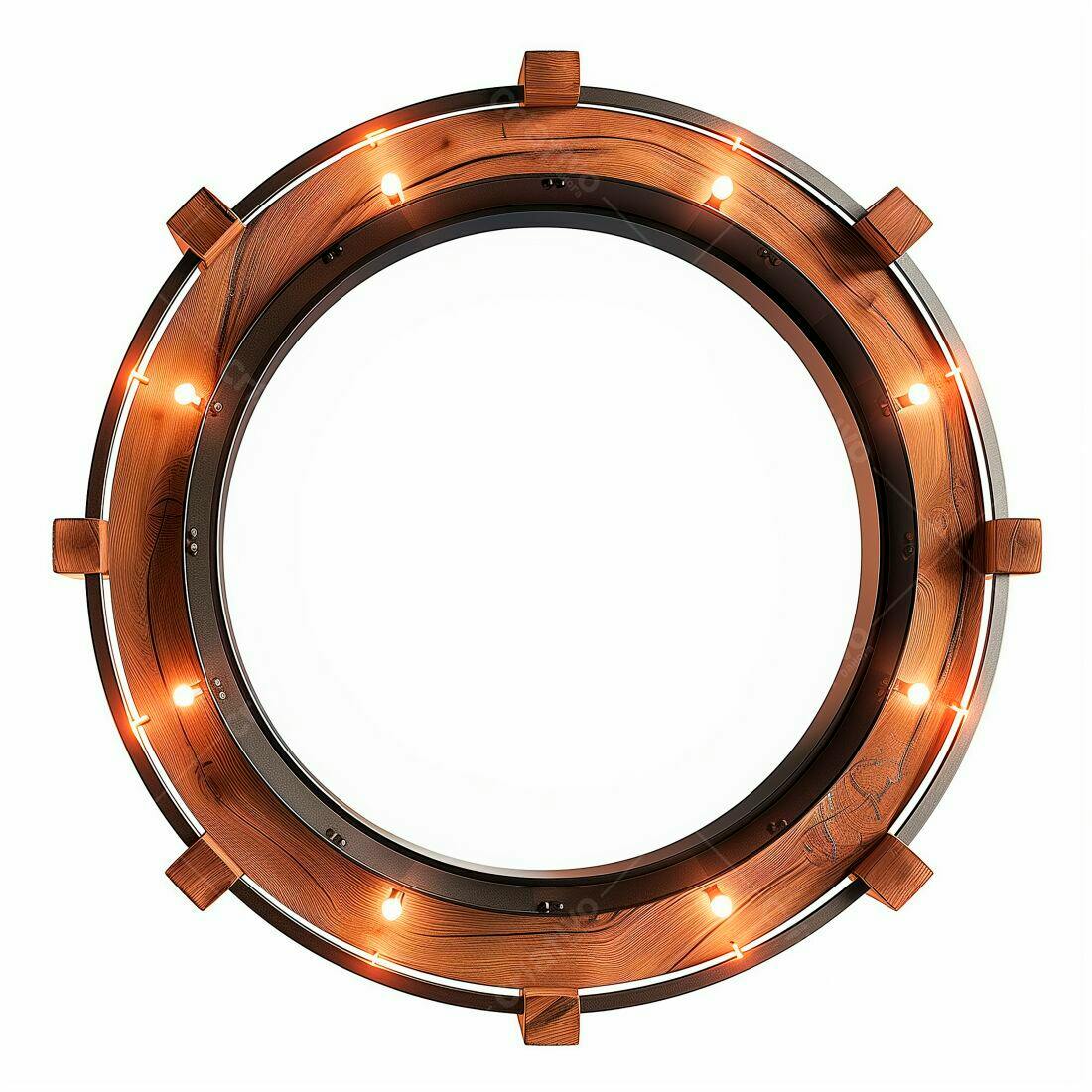 Espelheira Circular de Madeira com Luzes