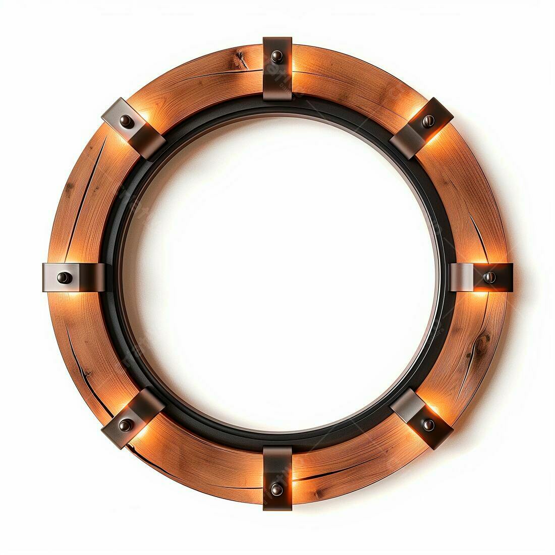 Moldura de madeira iluminada estilo industrial