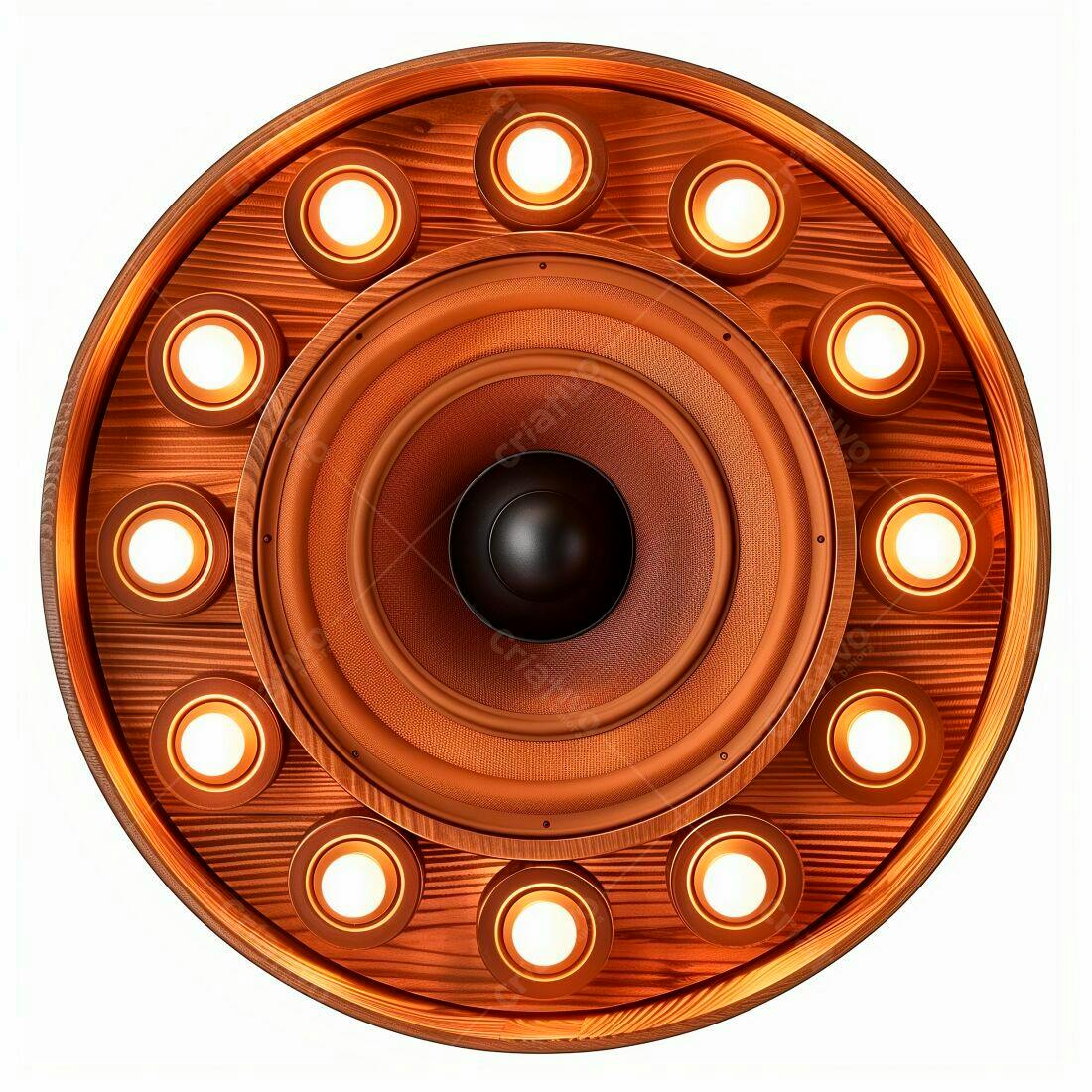 Luminária circular com alto-falante integrado